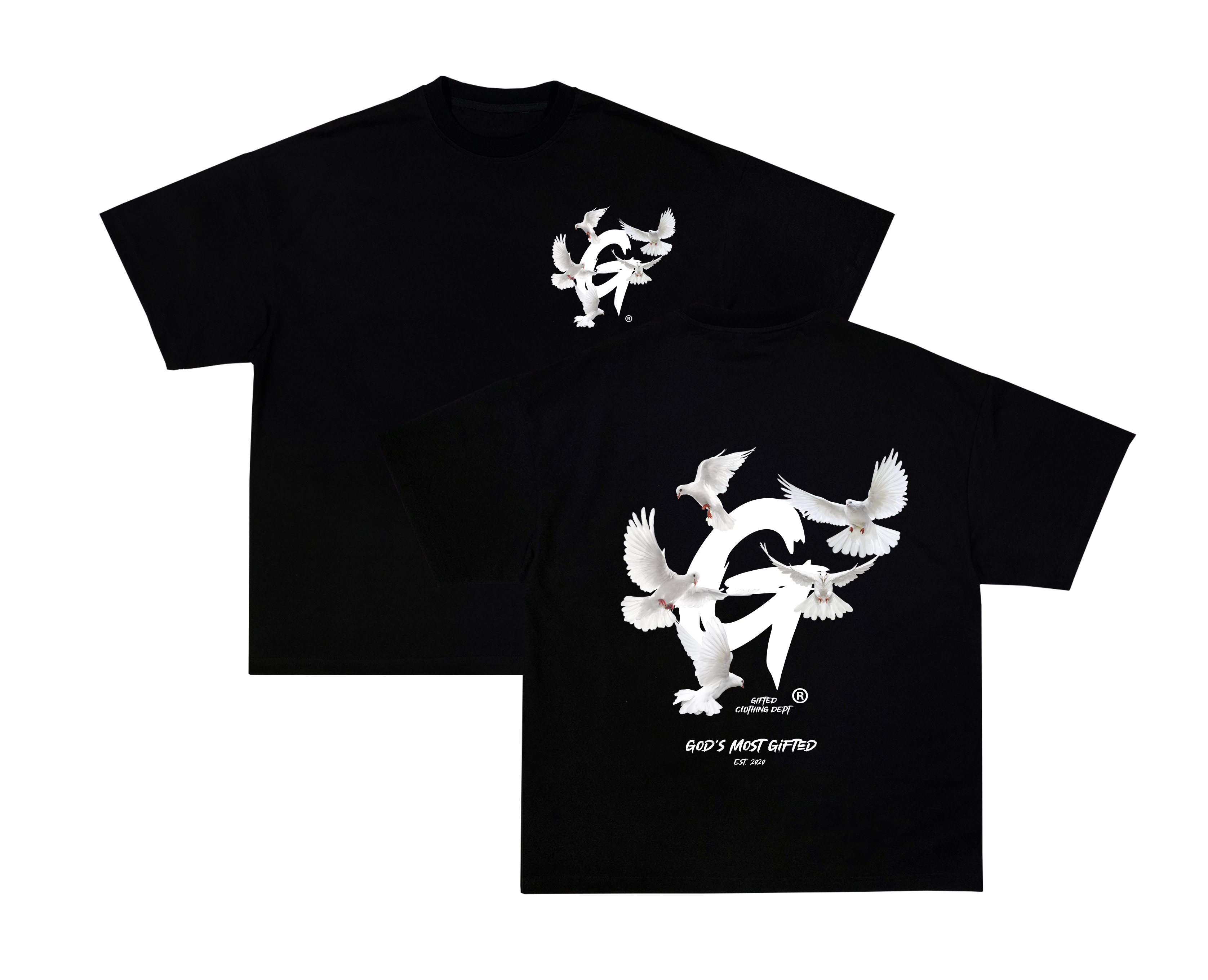 Gifted Doves T-Shirt | Premium 100% Cotton | High-Quality Print | Elegant Dove Design | GOD'S MOST GIFTED ®